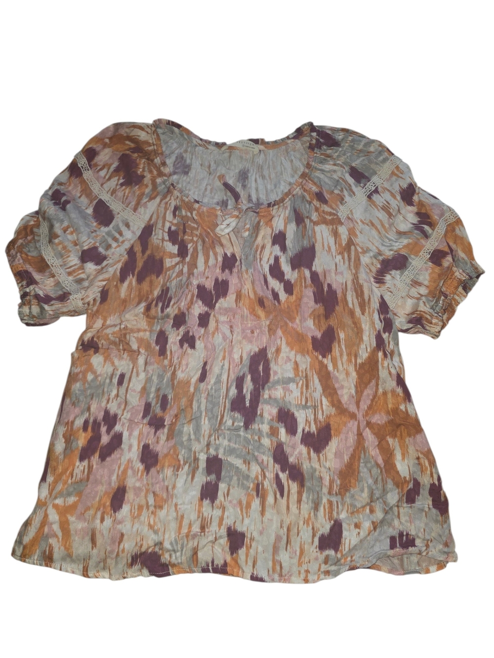 Women’s Printed Short-Sleeve Peasant Top